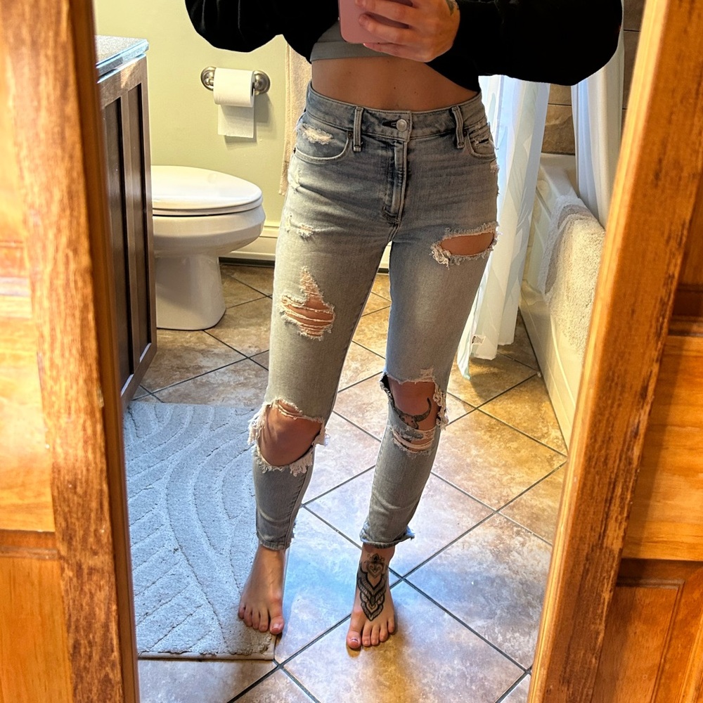 Abercrombie & Fitch Ripped Light Blue Skinny Jeans
